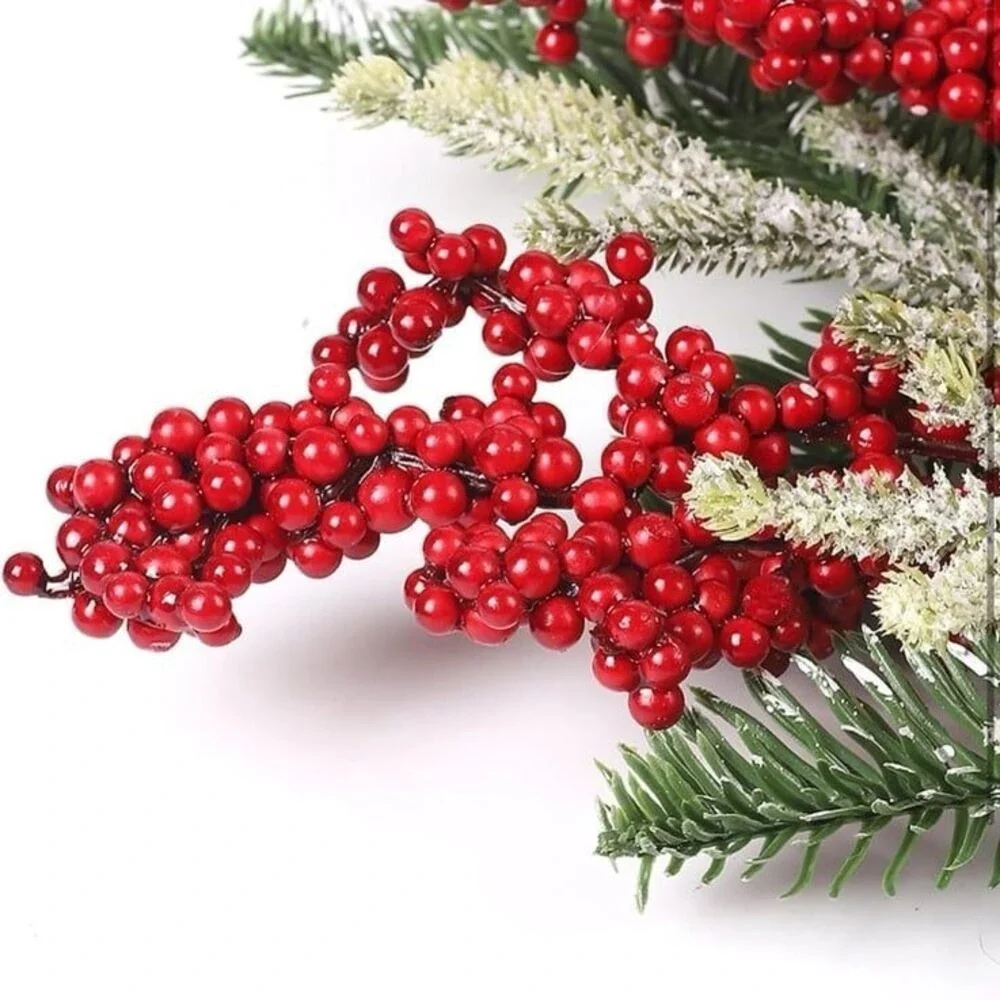 New Red Berries Christmas Wreath, 20'' Christmas Door Wreath Decoration with Hol
